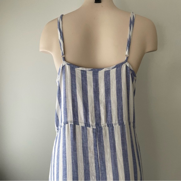 Rails Frida Linen Striped Midi Tank Dress Blue White Front Button Sleeveless - Picture 8 of 13